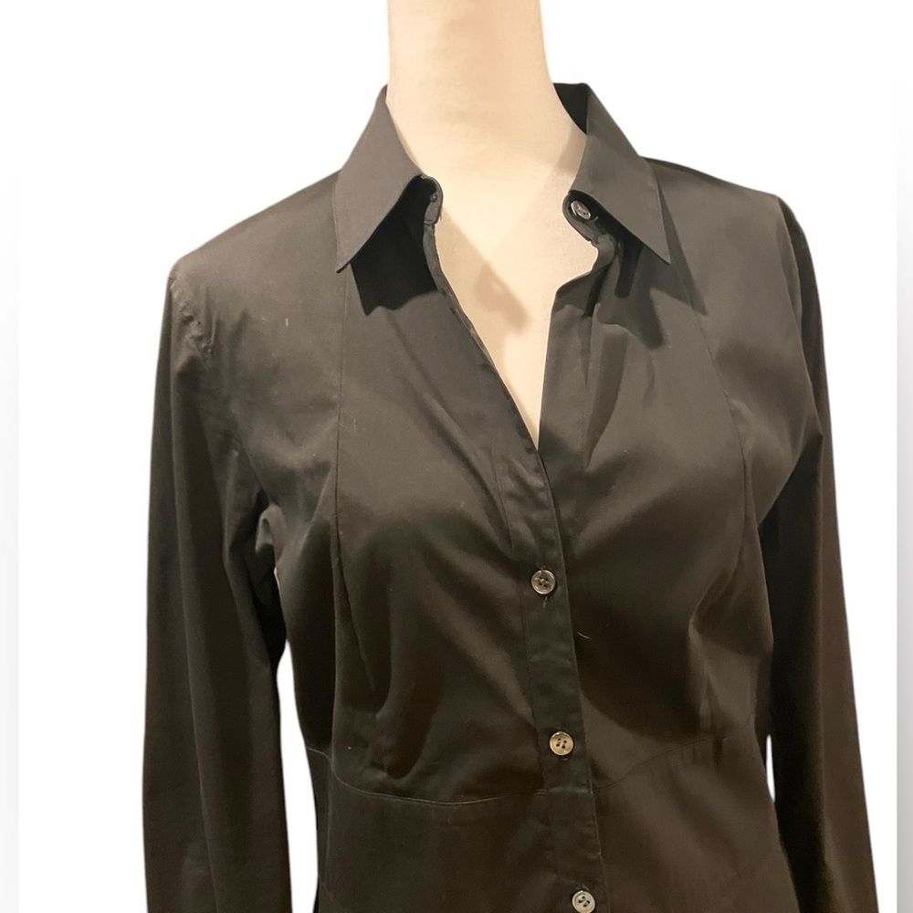 Theory Black Long Sleeve Shirt Dress - Picture 2 of 9